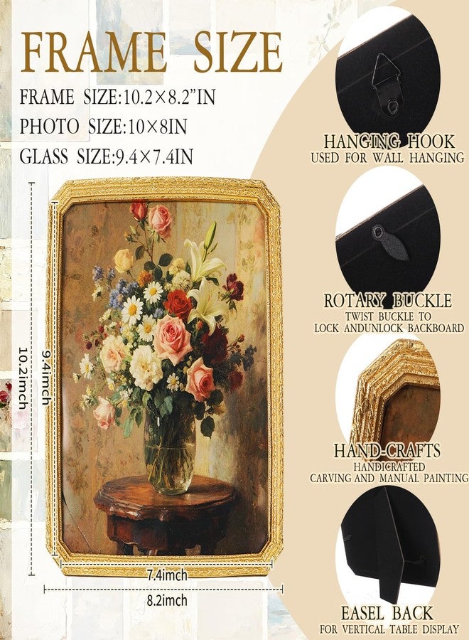Fiwochic Vintage Picture Frames 8x10 Inch Gold Octagon Antique Ornate Photo Frame for Tabletop and Wall Decor Mount Ornate Retro Home Decor Photo Gallery Wall Art Elegant Decorative Gift Ideas - Image 2